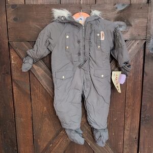 Carter's Gray Snowsuit with mittens 18 Mos